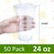 24 oz Plastic Cups with Lids, Clear Disposable To Go Cups with Lids for Iced Coffee, Cold Drinks, Smoothies, Bubble Boba, 50 Sets